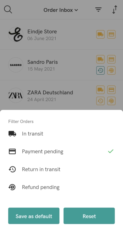 Filter your orders with STOREE