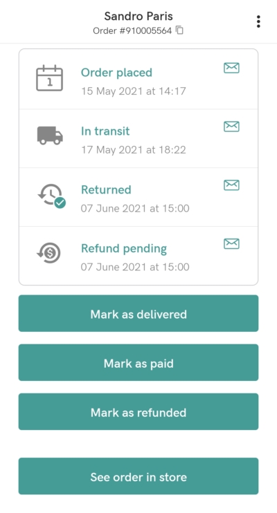 STOREE shows you all order events